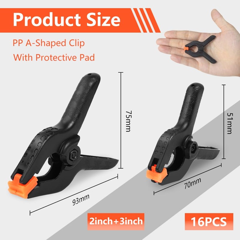 OSDUE 12 Pcs Nylon Spring Clamp,3 Inches Extra Strength Heavy