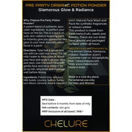 Chelure Pre Party Potion Powder Face pack Glamorous Glow Radiance FACIAL in a pack & Soap Free (100 GM)