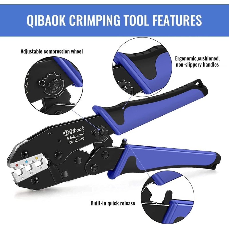 Qibaok Crimping Tool Ratcheting Wire Crimper For Heat Shrink Connector