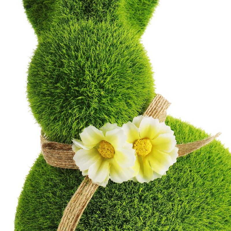 Com-Four® Decorative figures, green ceramic Easter figures, with moss like