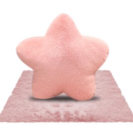 Fosoloni Cuddly Cushion Children's Star Cushion, Star Children's Cushion, Soft Fluffy Star Cushion, Children's Room Star Shape, Decorative Cushion for Girls and Boys, Home Bedroom (Pink, 30 x 30 cm)