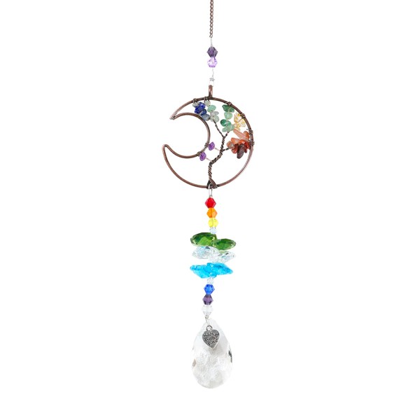 Tree of Life Suncatcher - Crystals, Car Accessories for Women, Crystal Gifts, Garden Ornaments, Crystal Gifts For Women, Sun Catchers Windows, Tree of Life Ornament,car gifts (MOON)