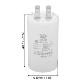 PATIKIL CBB60 16uf Running Capacitor,2Pcs AC 450V 4 Pins 50/60Hz Double Insert Cylinder Bottom for Air Conditioning,Water Pump,Fan Motor Star 72 x 40mm