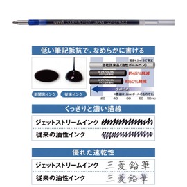 Mitsubishi Pencil SXR8007K.33 10P Ballpoint Pen Refill, Jet Stream Multi-Color Multifunction 0.7mm, Blue, 10 Pieces
