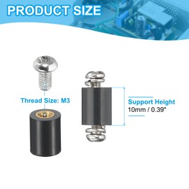 PATIKIL M3x10mm PCB Support Spacer, 12 Set 10mm/0.39" Supporting Height PCB Standoff Isolation Board Stand Column Flat Head Plastic Copper Support for PCB PC Board, Style 1