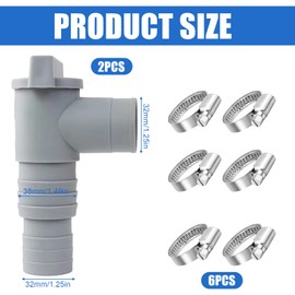 Shut-off Valve Pool 32 mm: Stop Valve for Pools with 32 mm Hose Connection, Pool Hose Adapter 32 mm, Pool Valve 32 mm, Pool Maintenance Accessories for Above Ground Pool and Pool Pump Maintenance