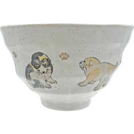 Sunart SAN4895-1 Cute Tableware, Hokusai Animals, Ricebowl, Dog, Tableware, Katsushika Hokusai, Goods, Japanese Tableware, Matcha Bowl, Miscellaneous Goods, White, Approx. 4.7 x 2.8 inches (12 x 7 cm