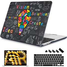 Mektron Designed for 2025/2024/2023 MacBook Air 15 INCH M4 A3241 /M3 A3114 /M2 A2941 Case, Printed Plastic Hard Shell Cover with 15.3" Liquid Retina Display Touch ID, Geometric Blackboard