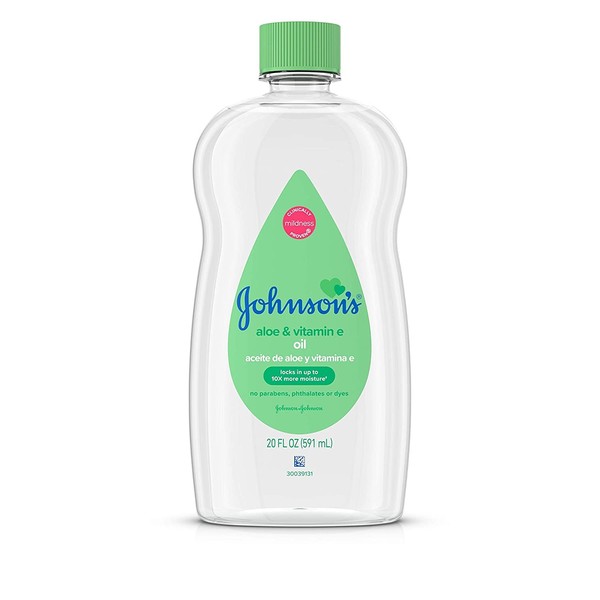 JOHNSON'S Aloe Vera & Vitamin E Baby Oil 20 oz (Pack of 8)