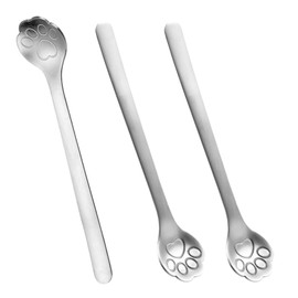 Set of 3 Coffee Spoons, Stainless Steel Cat Paw Spoon, Cartoon Tea Spoon, Mixing Spoon, Ice Cream Spoon for Tea, Milk, Coffee, Dessert, Milkshake,