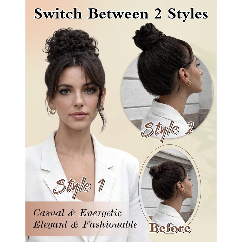 2PCS Messy Bun Hair Pieces Synthetic Hair Bun Extensions For
