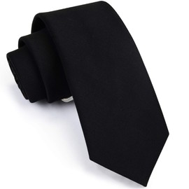 Gusleson 2.8" Solid Black Tie Tartan Woven TR Material Wool Necktie (UK0910-20)