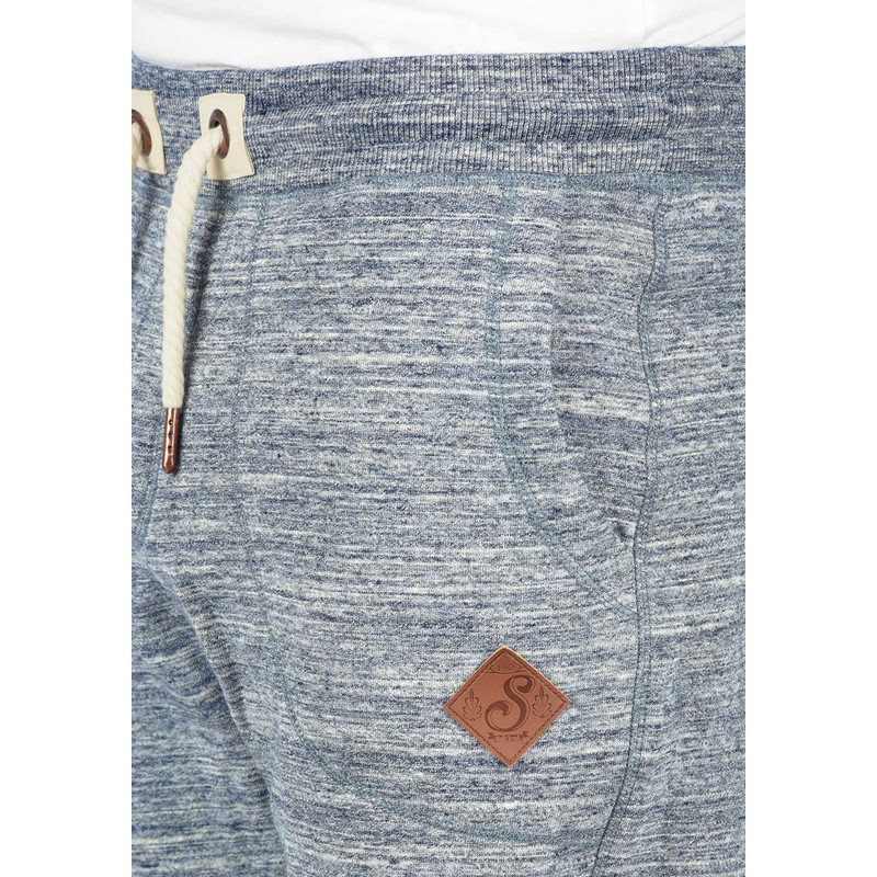 !Solid Aris Men's Sweat Shorts with Flecked Look and Drawstring,