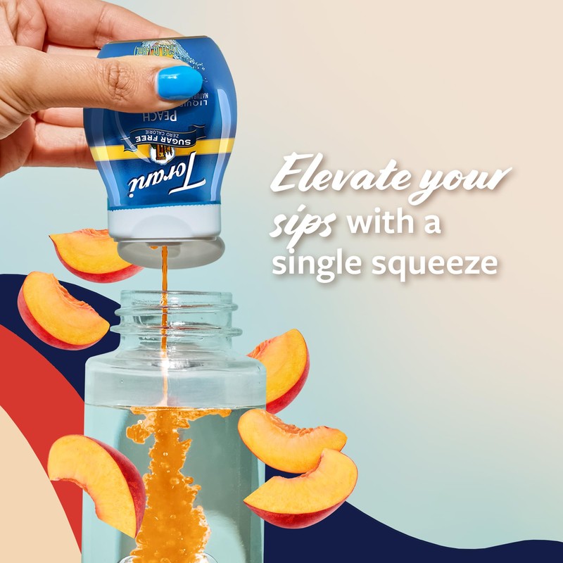 Torani Sugar Free Peach Liquid Drink Enhancer, Water Flavoring 4-Pack,