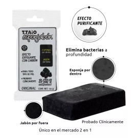 T.Taio Esponja Y Jabón 2 En 1, Concha Nácar 5pzas / Carbón 5pzas