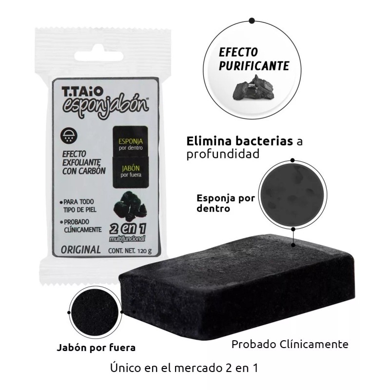 T.Taio Esponja Y Jabón 2 En 1, Concha Nácar 5pzas