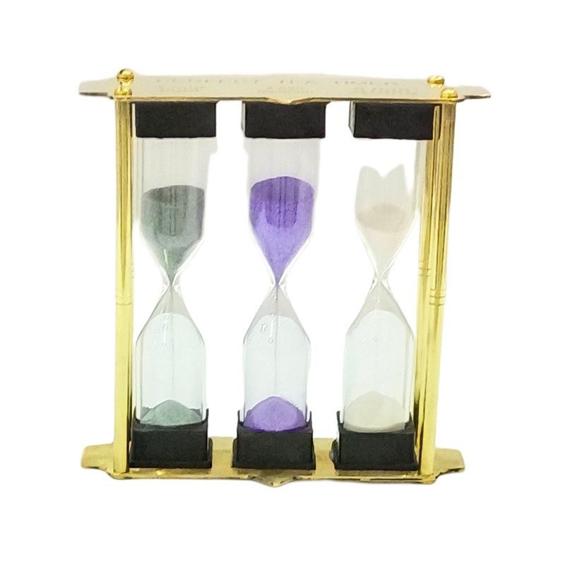 Tea Timer 3-4-5 Minute Sand Brass Frame Hourglass Timer Small