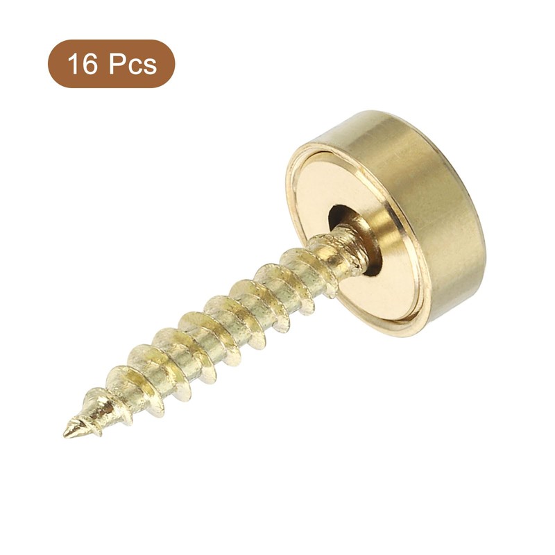 uxcell 16Pcs Brass Decorative Screws with Caps, 12 mm Mirror
