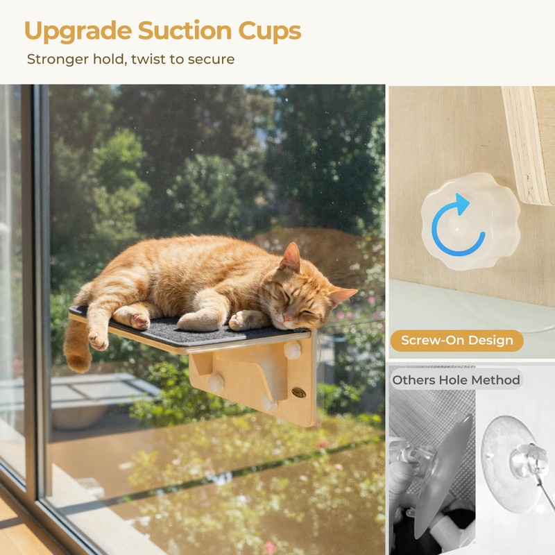 Pecute 2-in-1 Cat Window Perch & Wall Shelves, Cat Hammock