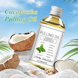 Cocofresha Pulling Oil, Pure Organic Coconut Oil Pulling 4 Oz Mint Flavor, Cocofresha Pulling Oil for Teeth and Gums, Coco Fresha Powerful Organic Coconut Peppermint Pulling Oil