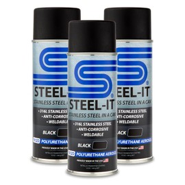 Steel-It 1012B Polyurethane, Industrial Paint Coatings, Weldable, Easy to Apply - Black (3 Pack)