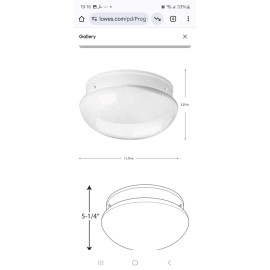Progress Lighting P3412-30 2-Light White Flush Mount Ceiling Light w/White Glass