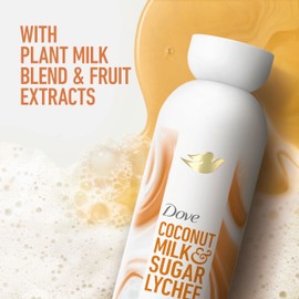 Dove Plant Milk Cleansing Body Wash Coconut & Lychee for Moisturized Skin Gentle Cleanser, No Sulfate Cleansers or Parabens, 98% Biodegradable 17.5 fl oz