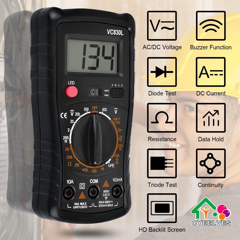 Digital Multimeter Pocket, Multifunction Battery Tester with Backlight Test Wire,