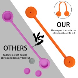 Motiloo 24 Pack Reusable Silicone Magnetic Cable Ties Strong Snap on Magnetic Cord Ties for Bundling and Organizing, Holding Stuff, Book Markers, Fridge Magnets