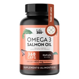 Omega 3 Aceite de Salmón y Vitamina E 360 Cápsulas | LIFE360+