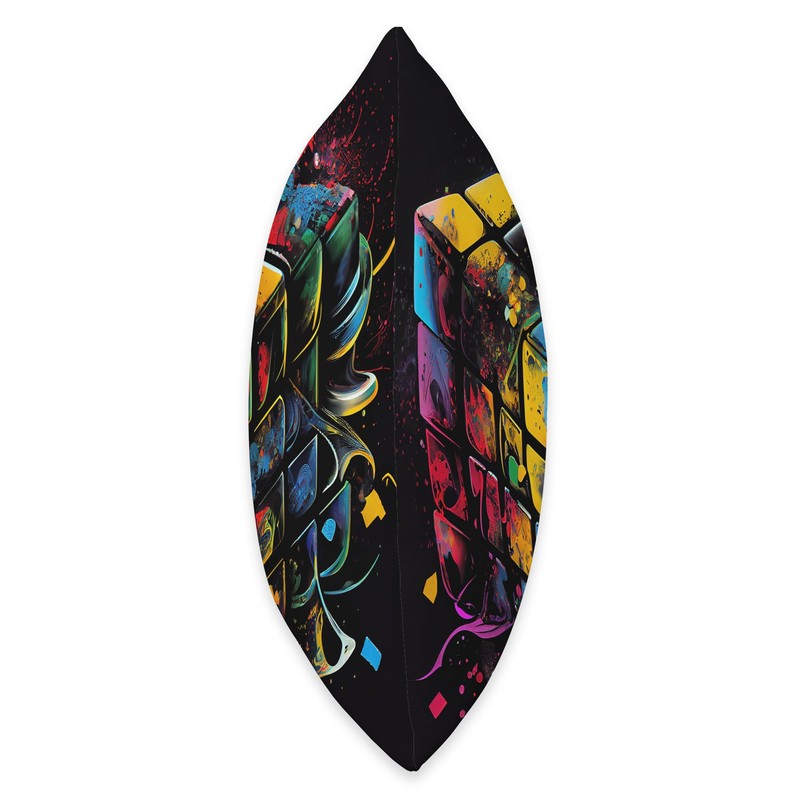 Rubik Magic Cube Colorful Illustration Graphic Throw Pillow