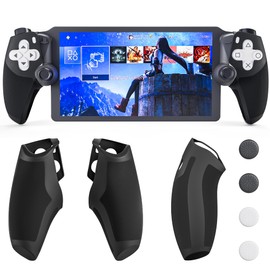 FUNDIARY 【Upgraded Protective Case+Non-Slip Protection Cases for PS Portal, Black Silicone Grip Cover Case protector for PS Portal Accessories with Comfortable Ergonomic Handle Shell and 4 Thumb Caps