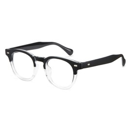 Cyxus Round Blue Light Glasses for Women Men Vintage Computer Glasses with UV Protection（8155T22 Clear Black）