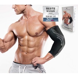 BLACKROX Elbow Support [Comparison Winner 2024] Size S-L | For Men & Women | Left & Right | Tennis Elbow Bandage | Perfect for Sports, Golf, Tennis & Bodybuilding | Black Size L