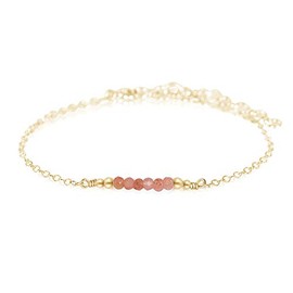 Tiny Sparkling Sunstone Faceted Bead Bar Bracelet in 14k Gold Fill