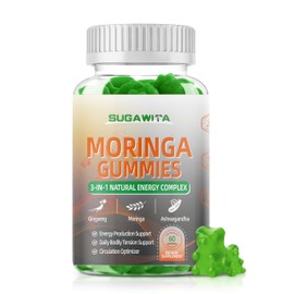Moringa Gummies for Men with Gingseng L-Citrulline Ashwagandha CZQ10 Zinc | Chewable Organic Pure Moringa Leaf Supplement | Energy & lmmune Support | Sugar Free | Vegan | Lemon Flavor | 60 Counts