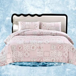 SDY Silky Cooling Comforter Full Size,Floral Summer Comforter for Girls,Boys and Kids Includes 1Comforter + 2Pillowcases.