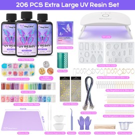 HeyClear UV Resin Molds Jewelry Making Kit with UV Light and Casting Tools -300g Super Clear, Hard, Low Odor, Premixed and Fast Curing for Keychains, Earrings, DIY Craft Decorations