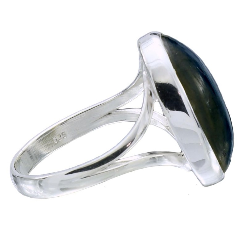 I-be, Labradorite Gemstone Ring Oval 925 Silver in Gift Box