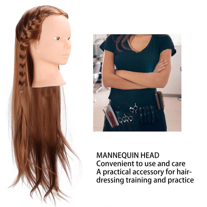 Long Hair Mannequin Head Light Brown Hairdresser Practice Training Head