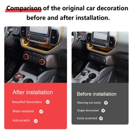 auovo Air Conditioner Knob Cover for Ford Bronco Sport Accessories 2025 2021-2024 AC Knob Ring Headlight Switch 4WD Wheel Drive Gear Shift Switch Cover 7pcs 7pcs Red (Not fit for Bronco)