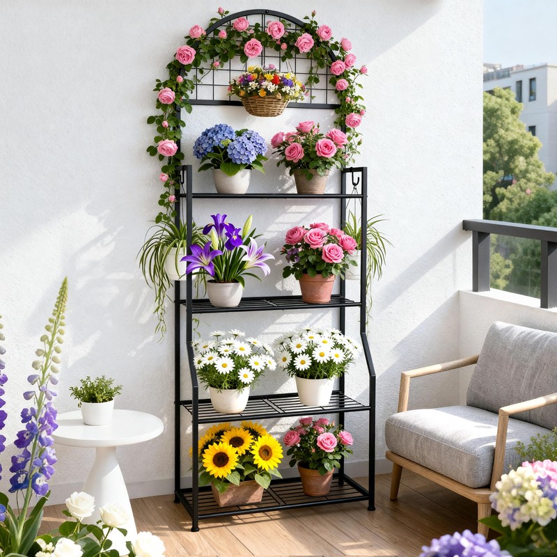 VGMiu 4 Tier Plant Stand Indoor Outdoor, Metal Plant Shelf