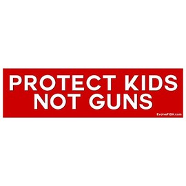 EvolveFISH Protect Kids Not Guns Bumper Sticker - [11" x 3"]