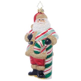 Christopher Radko Hand-Crafted European Glass Christmas Tree Decorative Ornament, Jolly Old Candy Cane Claus