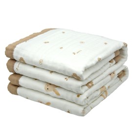 Baby Gauze Blanket, 6-ply Gauze (110x110), Set of 2, Towel Blanket, Baby Bath Towel, 100% Cotton Blanket, Nursery School, Nap Mat, Soft, Baby Shower, Blanket, Swaddling, Apricot, Multiple Use, Safe,