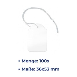 Quality 100 STRUNG TAGS 36x53 mm IT-9 Price Labels Tag Pricing Tags Card Label Jewellery Labels Thread [H 2653 °F]