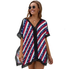 Guhothli Women Swimsuit Coverup Shirt Dress American Flag Bathing Suit Cover Up Beachwear