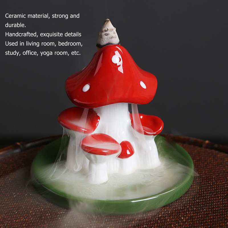 Mushroom Backflow Incense Burners Cute Waterfall Incense Holder with 20