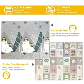 FINIKIS Baby Play Mat, XPE Foldable Foam Play Mat for Floor, Soft Waterproof Playmats for Babies and Toddlers Kids， Reversible Baby Crawling Mat for Indoor and Outdoor， 79''x71''x0.4"