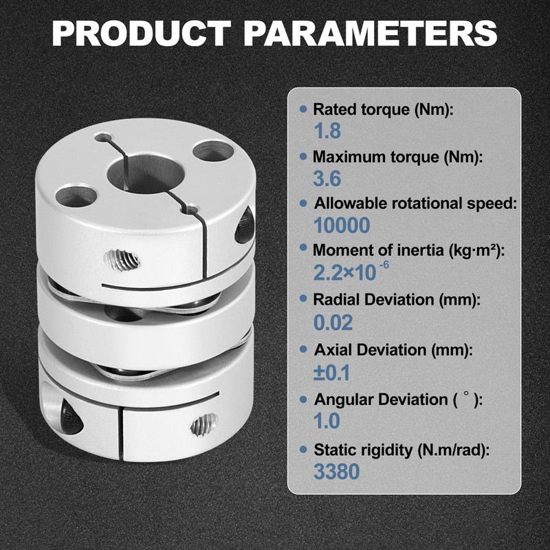 Flexible Shaft Coupling, D20 L29 Aluminum Flexible Diaphragm Motor Shaft